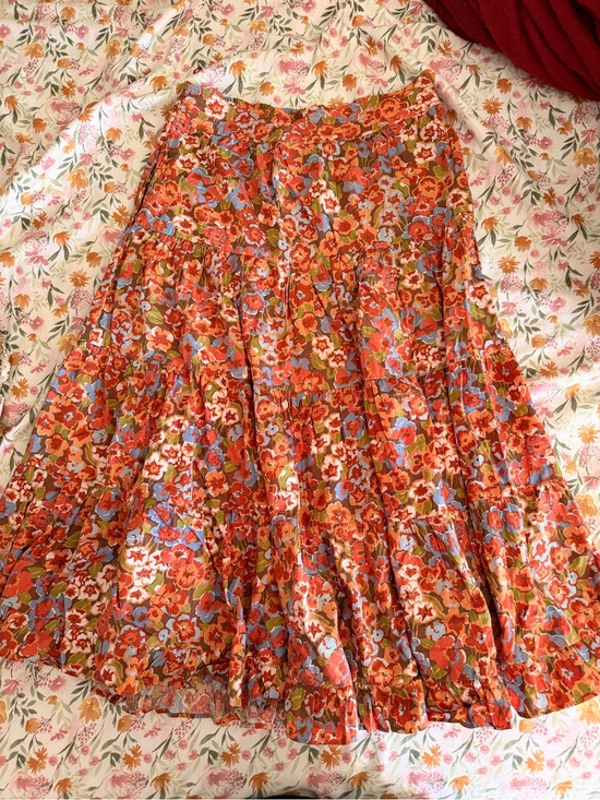 House of Harlow 1960 Dresses & Skirts - House of Harlow 1960 Orange Floral Tiered Midi Skirt with Blue Accents